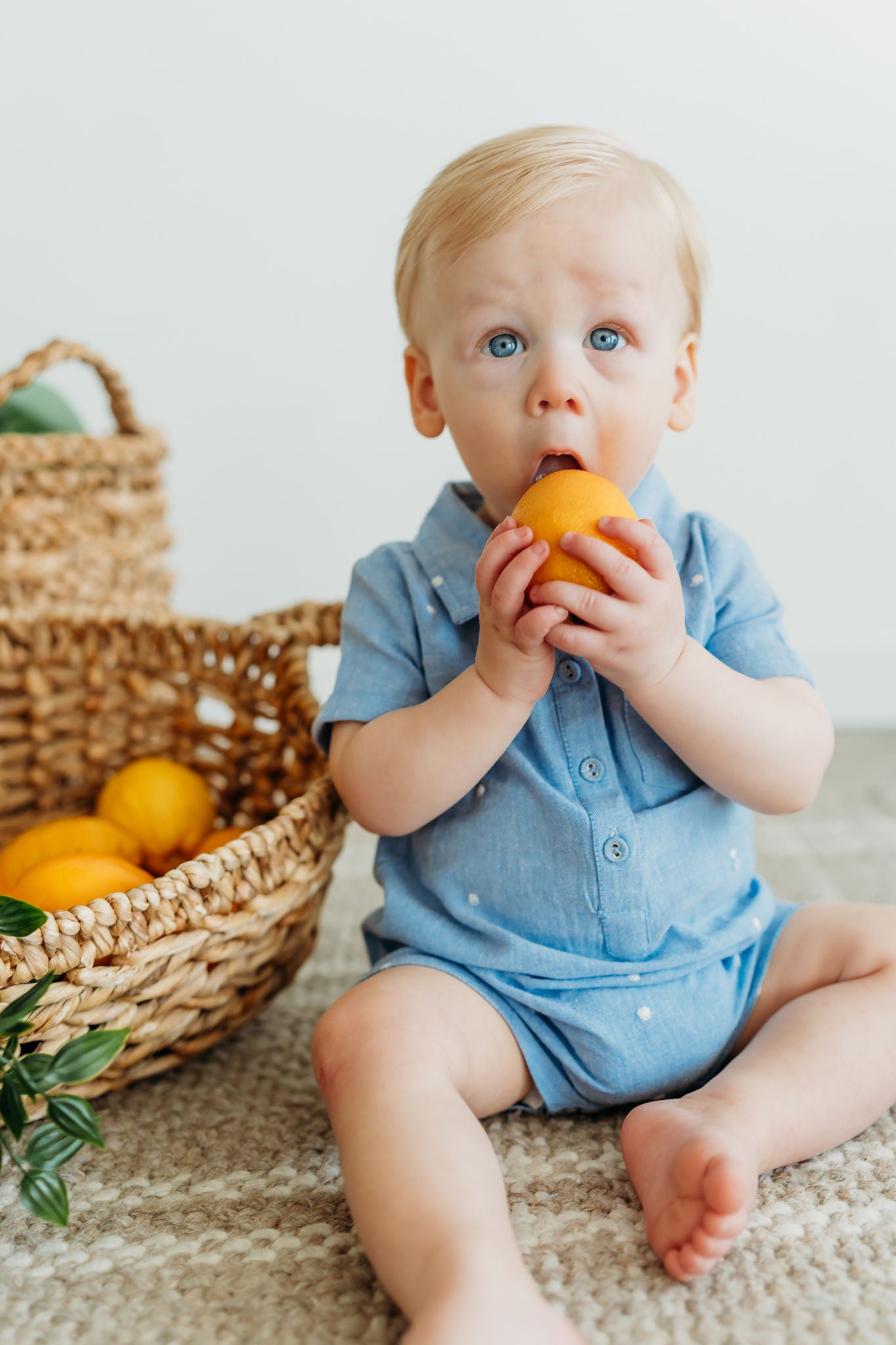 Dapper Chambray Baby Romper