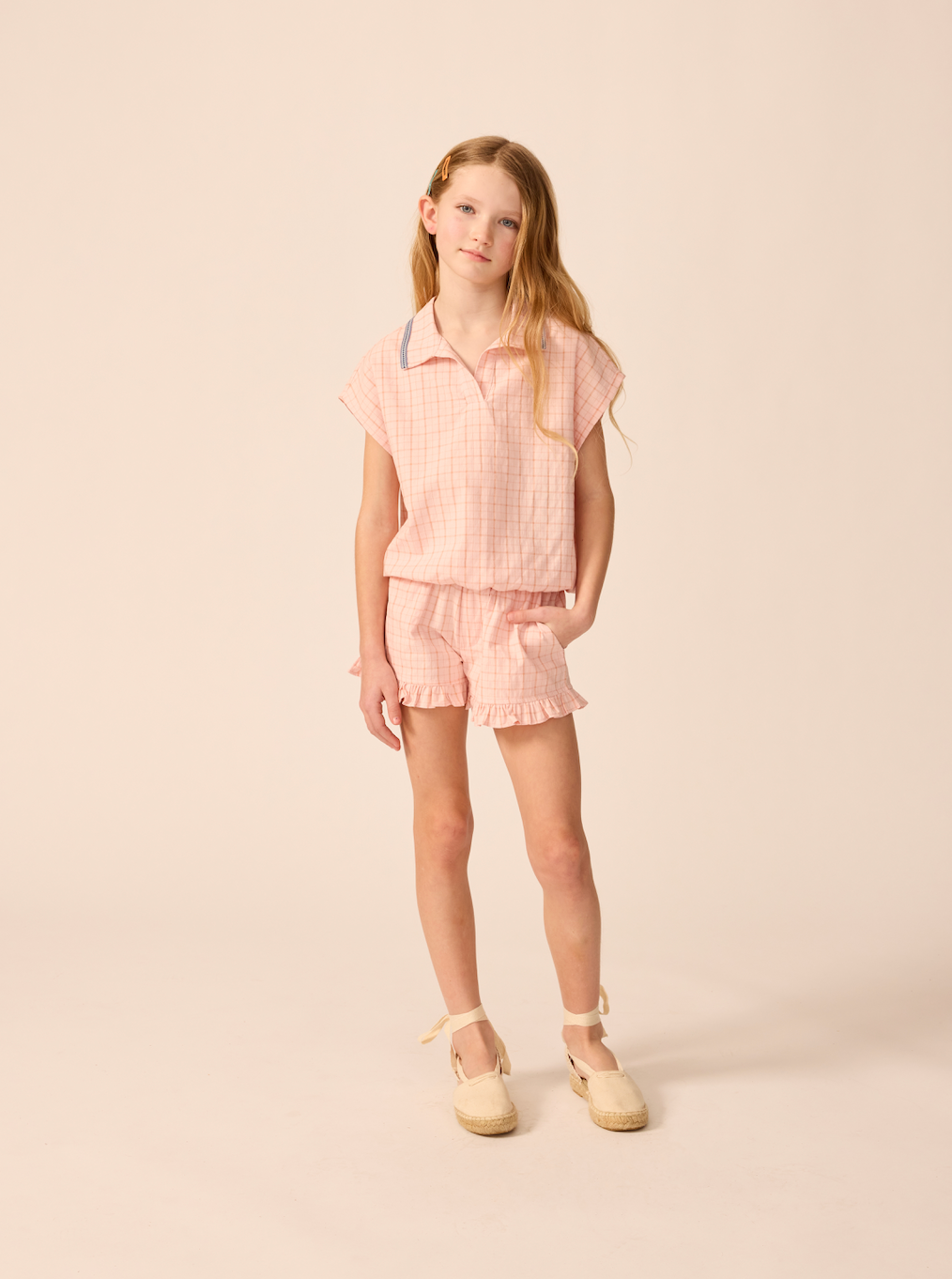 Pink Plaid Ruffle Shorts
