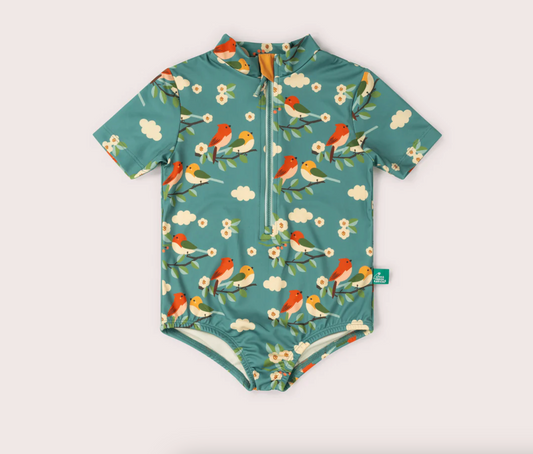 Turquoise Birds Recycled Swimsuit