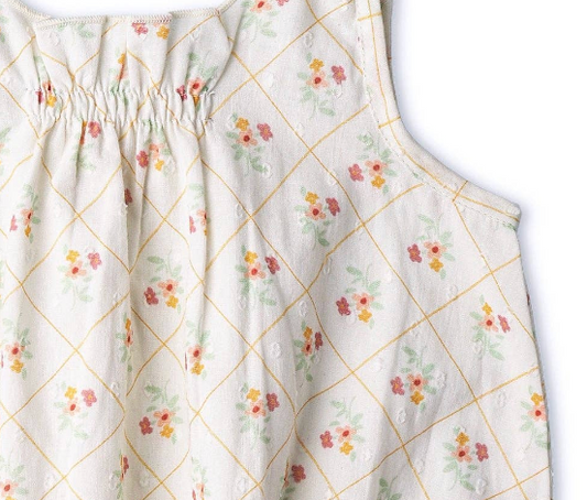 Organic  Tie Shoulder Bubble Romper