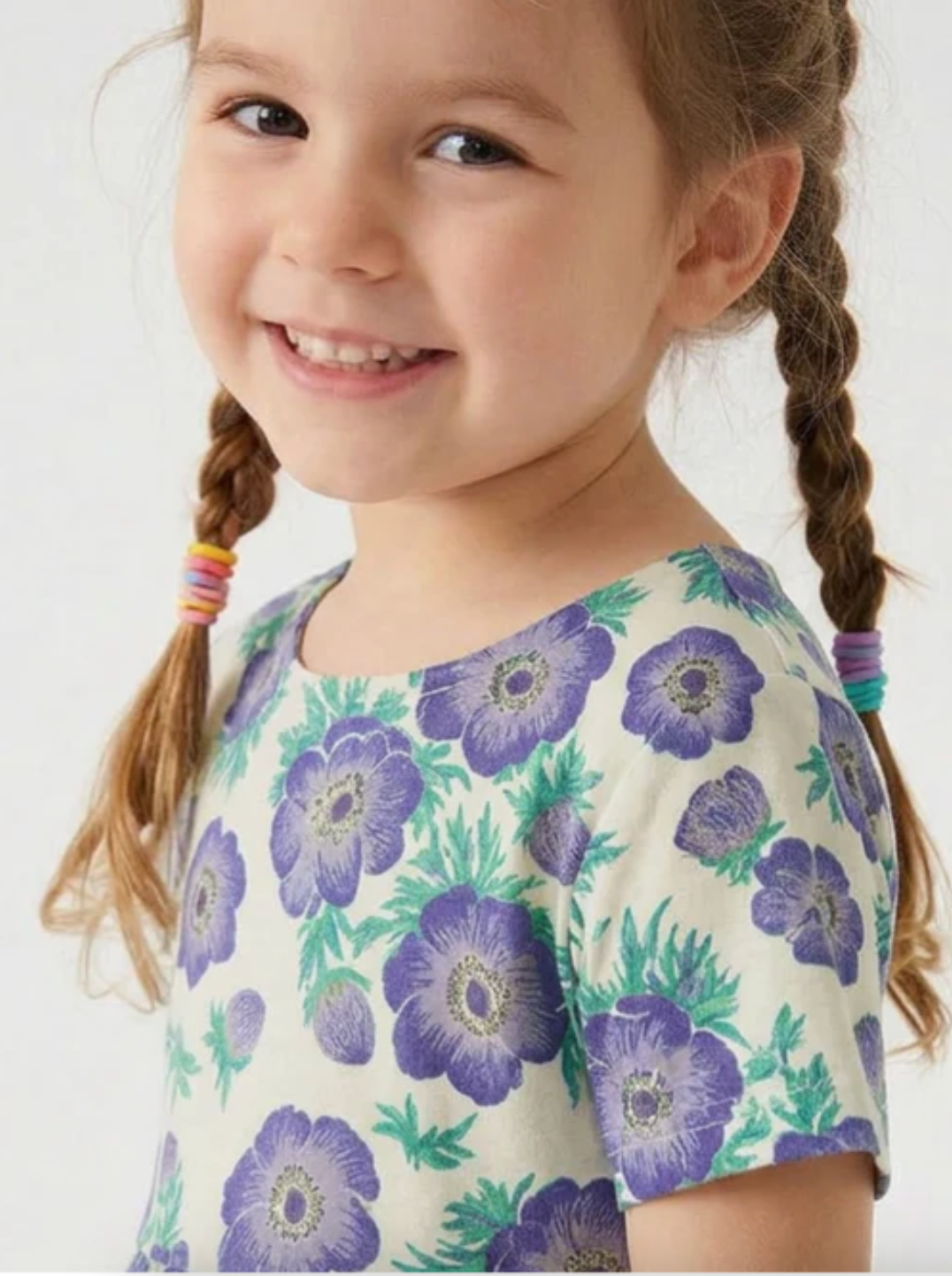 Purple Poppies Short Sleeve Twirl Dress