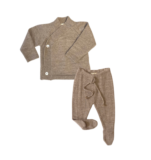Kimono Cardigan & Footie Knit Set in Baby Alpaca