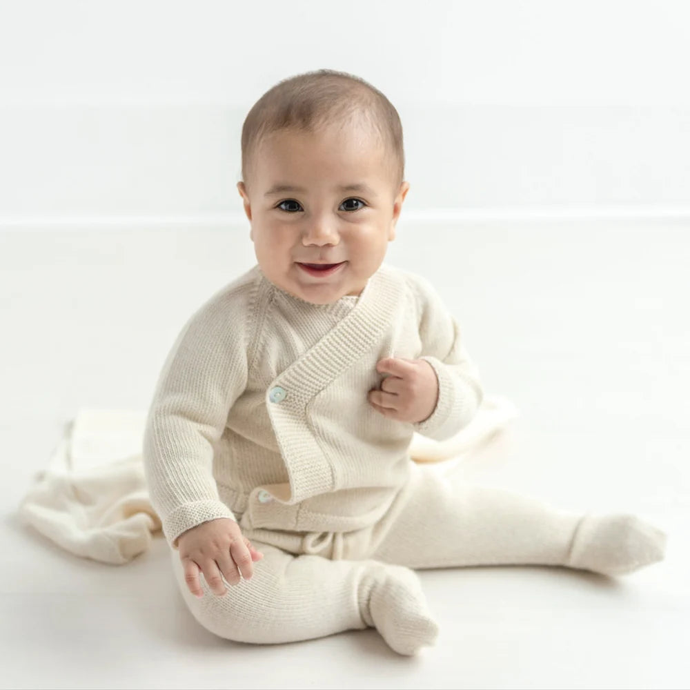 Kimono Cardigan & Footie Knit Set in Baby Alpaca