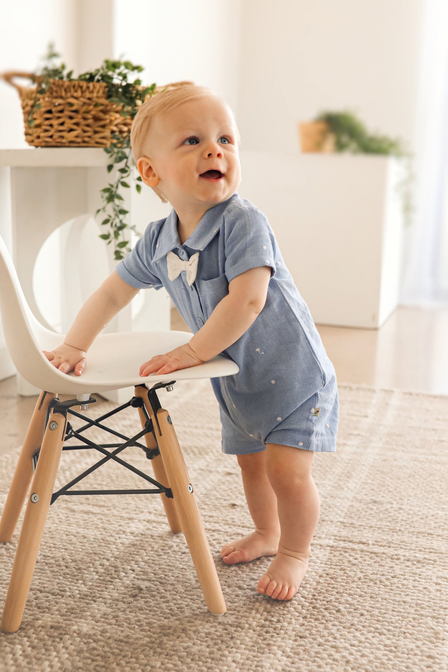 Dapper Chambray Baby Romper