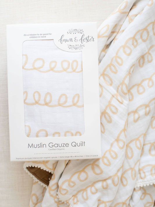 Organic Muslin Gauze Quilt Baby Blanke: Haven Neutral