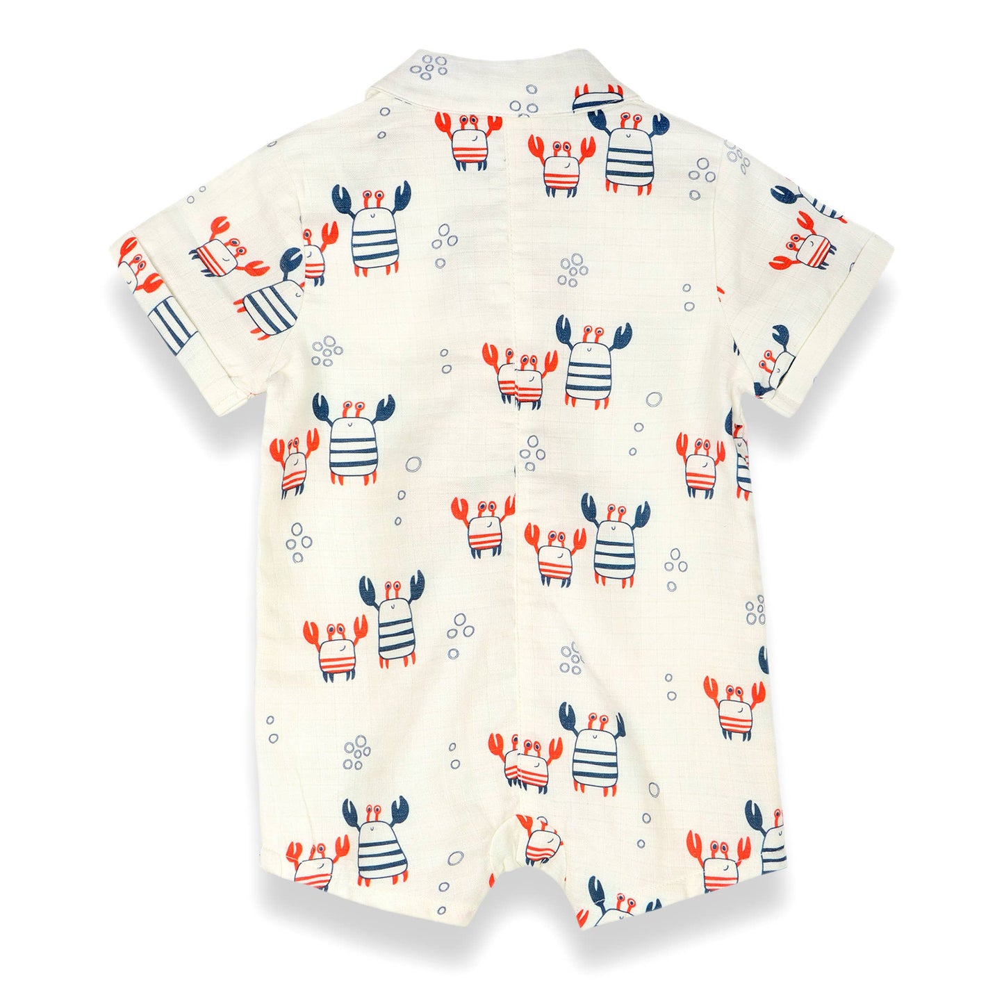 Nautical Crab Button Baby Romper