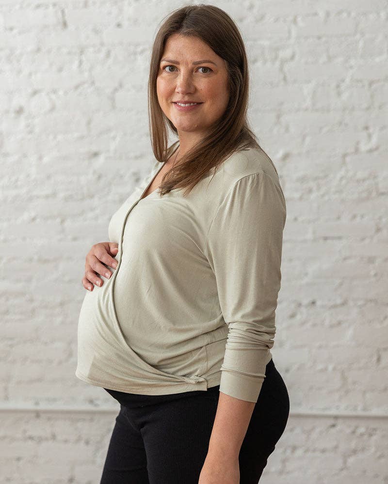 Everywhere Long-Sleeve Wrap Blouse - Moss