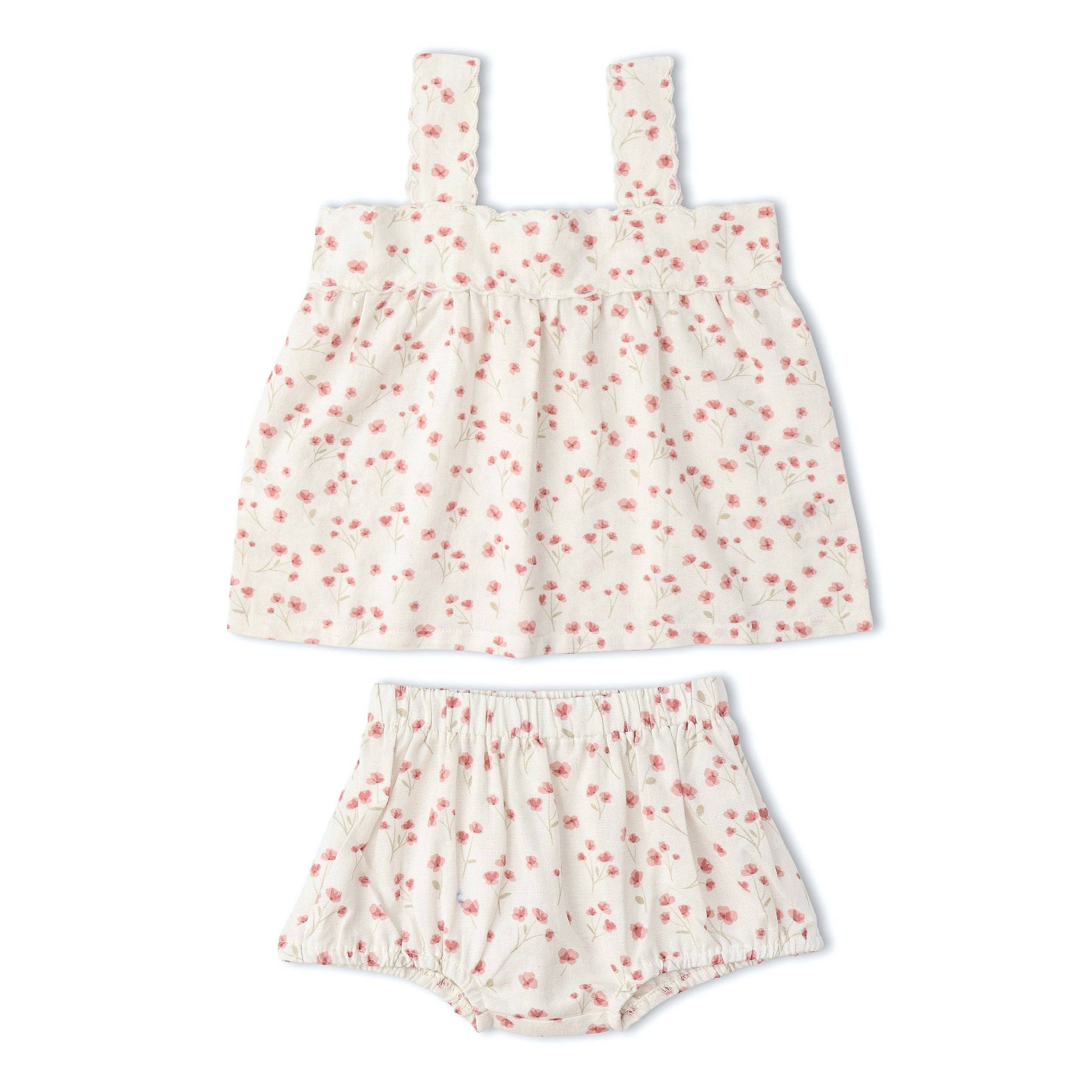 Scalloped Top & Bloomers Set- Pink Bloom – Chick & Bee Kids