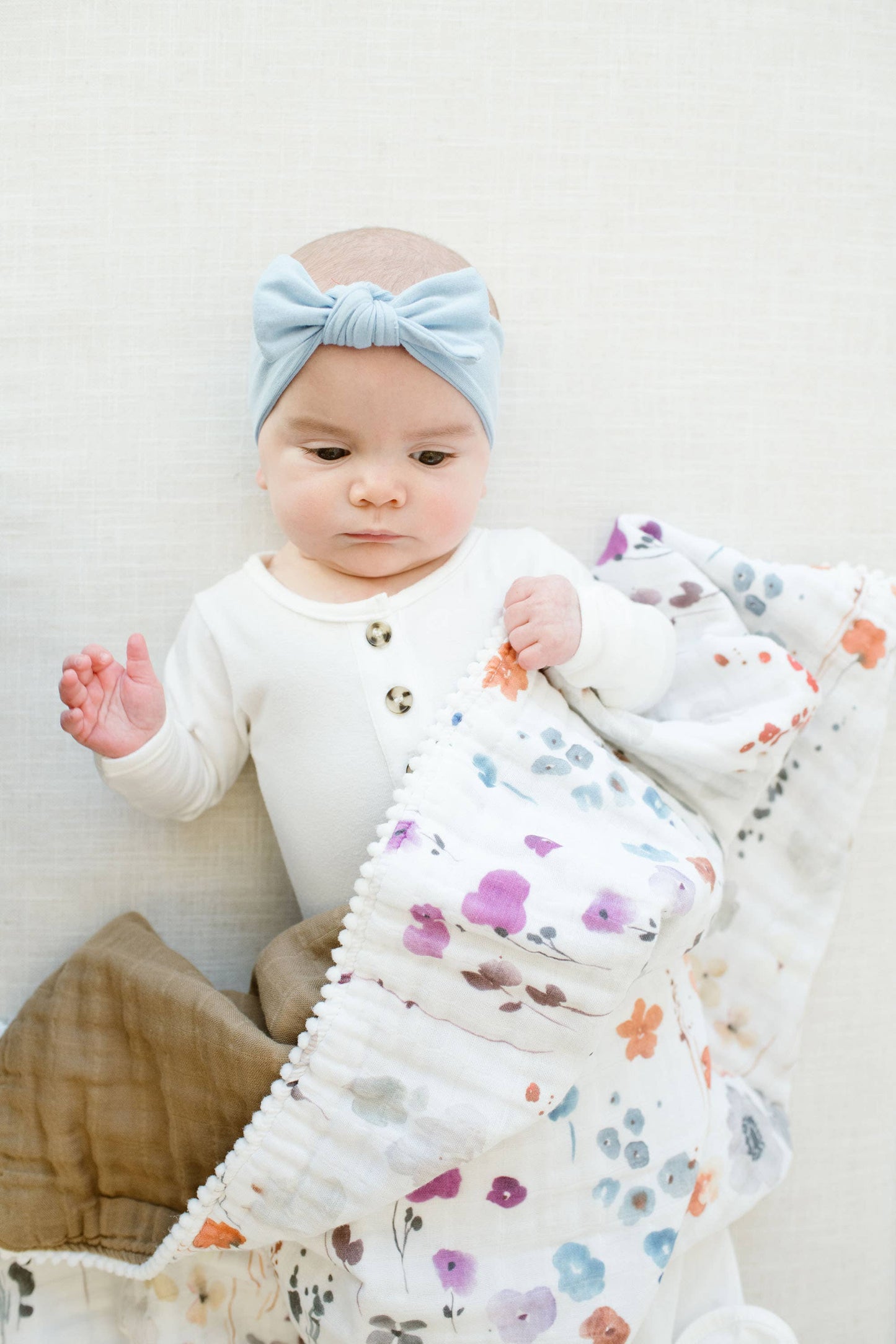 Organic Muslin Gauze Quilt Baby Blanket: Violet Floral