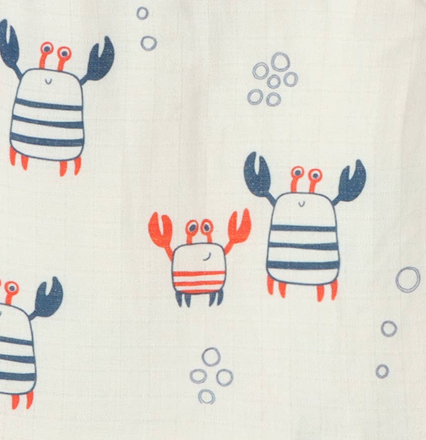 Nautical Crab Button Baby Romper