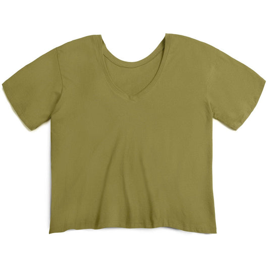 Everywhere V-Neck Tee- Olive Green