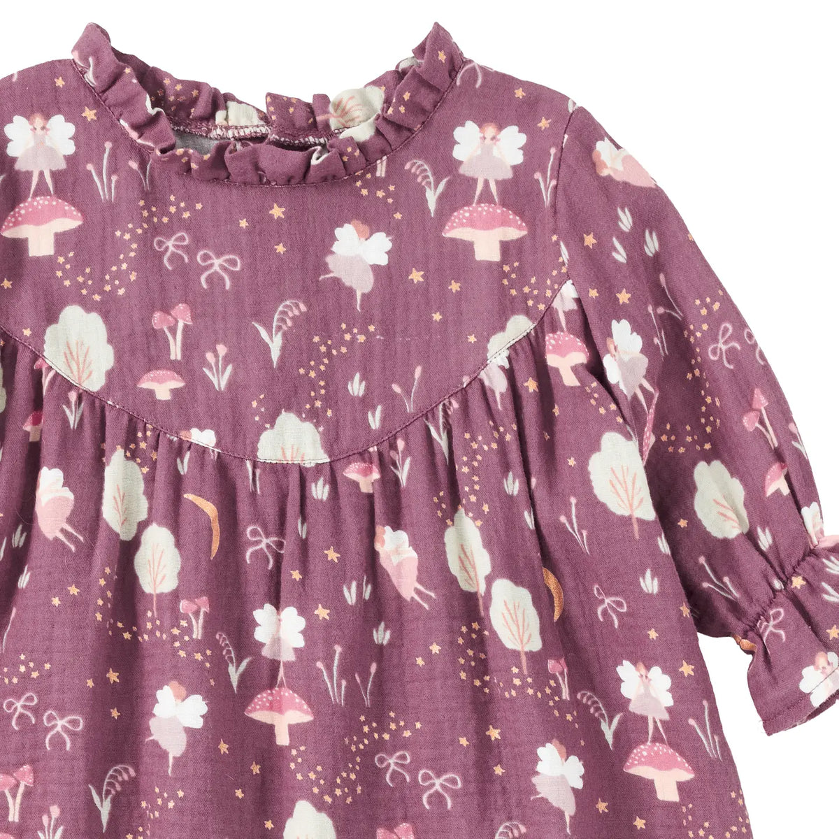 Muslin Ruffle Trim Dress in Forest Fairies