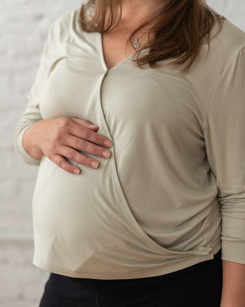 Everywhere Long-Sleeve Wrap Blouse - Moss