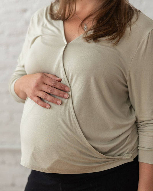 Everywhere Long-Sleeve Wrap Blouse - Moss