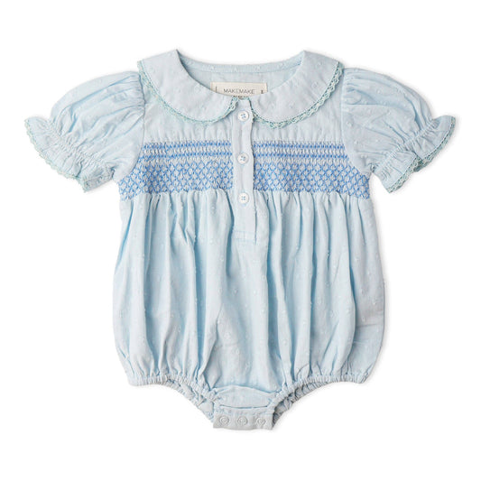 Organic Smocked Button Romper