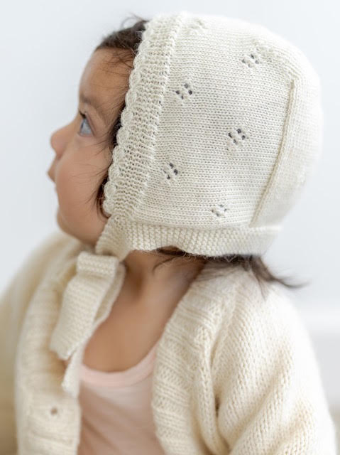 Newborn Lace Stitch Bonnet & Booties Set